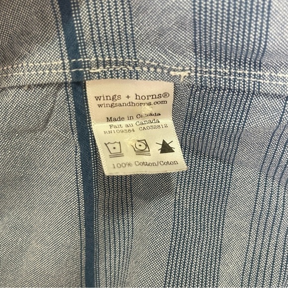 3/$20 ❤️ Wings+horns Blue Button Up Shirt US L - Picture 7 of 8